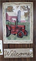 Red Tractor resin wall hanging, has 3D effect