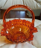 Orange Fenton basket with ruffle edge