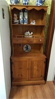 Wood curio display cabinet open shelves