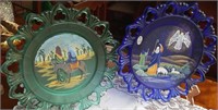 Fenton glass plates - 2 with Christmas scenes