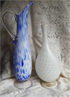 Art glass pitcher & vase, vase is marked Murano