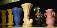 Pottery vases, 6 in lot, USA or Royal Copley