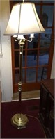 Brass look floor lamp with shade, 4 light fixture