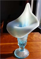 Fenton Tulip  opalescent Blue Vase