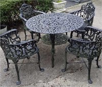 Black Cast Iron Patio Table & 4 Chairs,