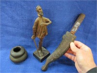 vintage carved spain man figure -carved knife -etc