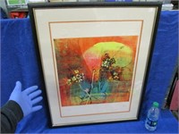 colorful framed lithograph signed by hoi