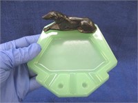 nice art deco glass ashtray with dog