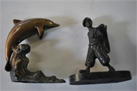 Dolphin & Golfer Bronze Sculptures