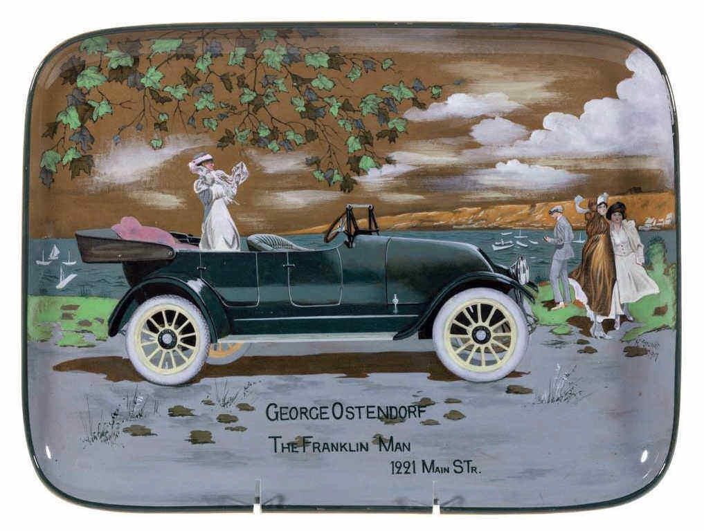 Unique Buffalo Pottery advertising tray, from the estate of Holton Rosenquist, Bradford, IL