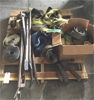 PALLET OF CHANNEL STRAPS, STRAP PULL BARS