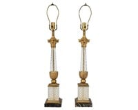 Empire Style Crystal and Gilt Metal Lamps