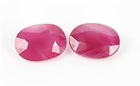 TWO OVAL 1.00CT NATURAL RED RUBY GEMSTONES