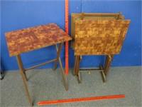 vintage folding tv trays set on stand (4 total)