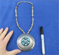 large native american pendant necklace - sterling