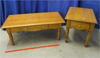 oak coffee & lamp table set (2 pcs)