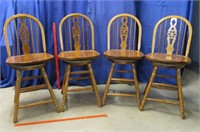 4 oak swivel bar chairs