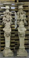 Pair 19th C Continental Carved Vincenza Stone Term