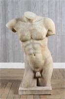 Carved Marble Male Nude Torso