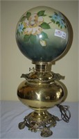 G.W.W. lamp with brass bass with handpainted