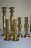 3 pr brass candlestick, 1- 18", 1- 12", 1- 10