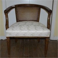 Barrel back side chair with rose pattern