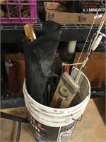 ice fishing bucket with items