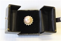 GOLDEN SOUTH SEA PEARL AND DIAMOND RING