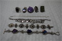 9 Pieces of Silver/Mexican Silver Jewelry - 2