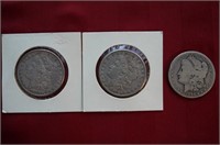 3 Morgan Silver Dollars  1896S / 1883S AU / 1890S