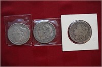 3 Morgan Silver Dollars  1884S / 1879S / 1878S