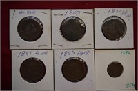 9 Coins - 1833 Large Cent U.S. / 1807 (with hole)
