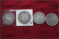 4 Morgan Silver Dollars - 1901 O