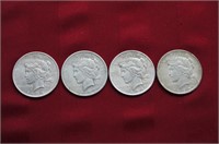 4 Peace Dollars - 1922 / 1923 / 1924/ 1925