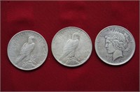 3 US 1922 Peace Dollars