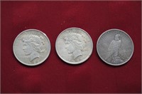 3 US 1922 Peace Dollars