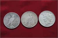 3 US 1922 Peace Dollars