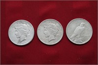 3 US 1922 Peace Dollars