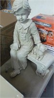 ADORABLE LITTLE LAWN STATUE LITTLE BOY AND
