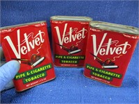 3 antique "velvet" tobacco tins