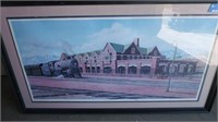 FRAMED TRAIN ART PENCIL SIGNED SHIRLEY MITTON