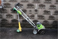 Greenworks Electric Tiller & Weedeater Trimmer