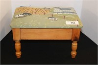 FOOTED STOOL WITH FARM SCENE FABRIC
