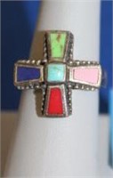 STERLING WITH COLORFUL STONES RING
