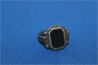 STERLING RING WITH BLACK STONE