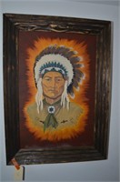 HUGE OIL ON CANVAS OF NATIVE AMERICAN CHIEF