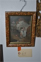 EARLY CHROMOLITHOGRAPH IN SPATTER PAINTED FRAME