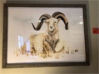 Framed Watercolor of Ram