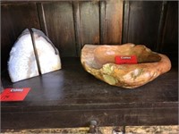Carved Bowl & Bookends