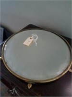 Antique brass beveled mirror footed dresser